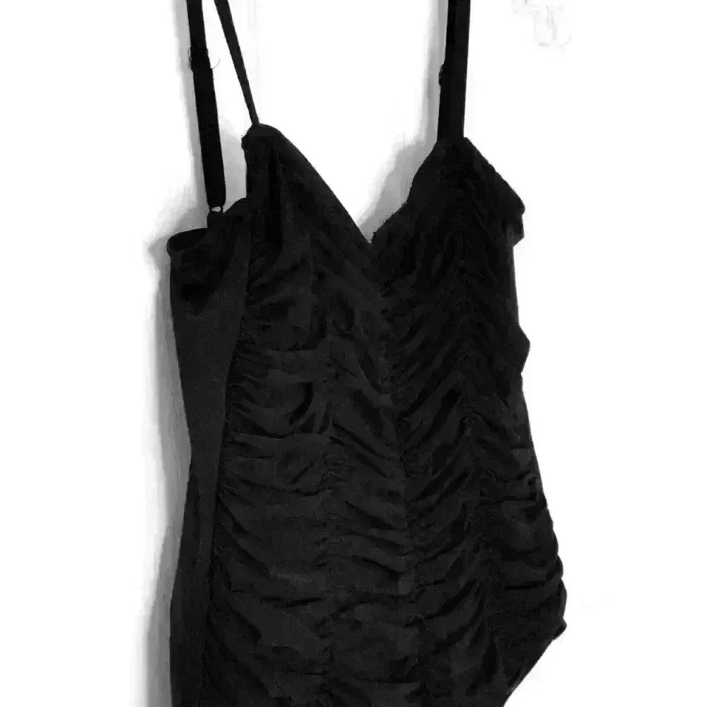 Lands' End women's swimsuit size 16 one-piece black ruched built-in bra